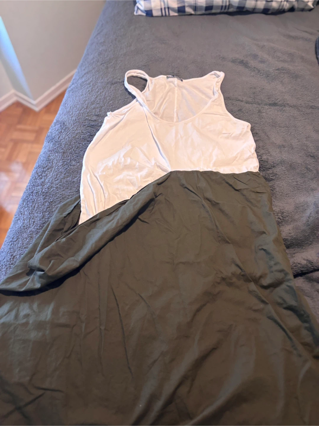 Zara White and Olive Tank Dress