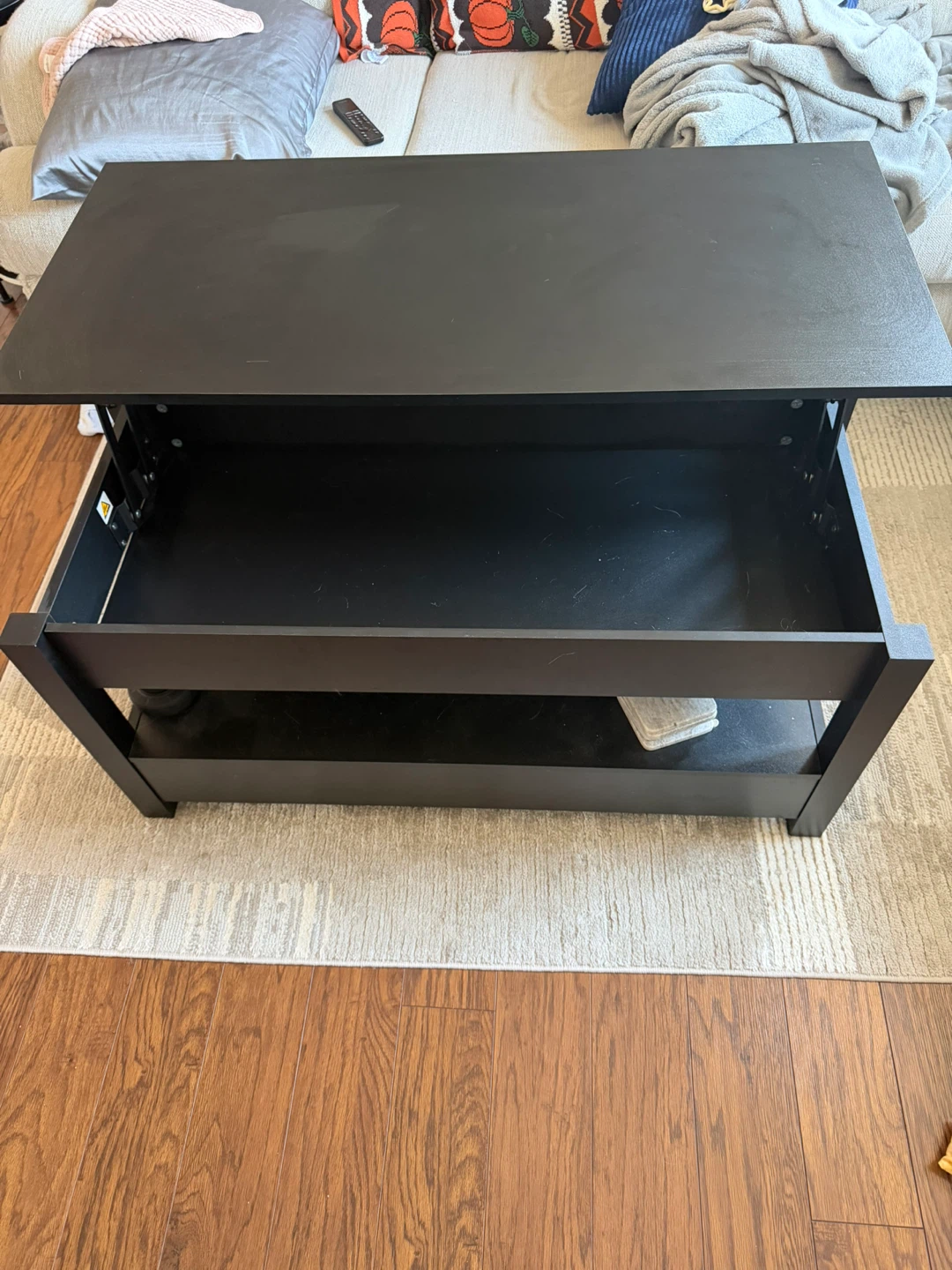 Black lift-top coffee table with storage - photo 3
