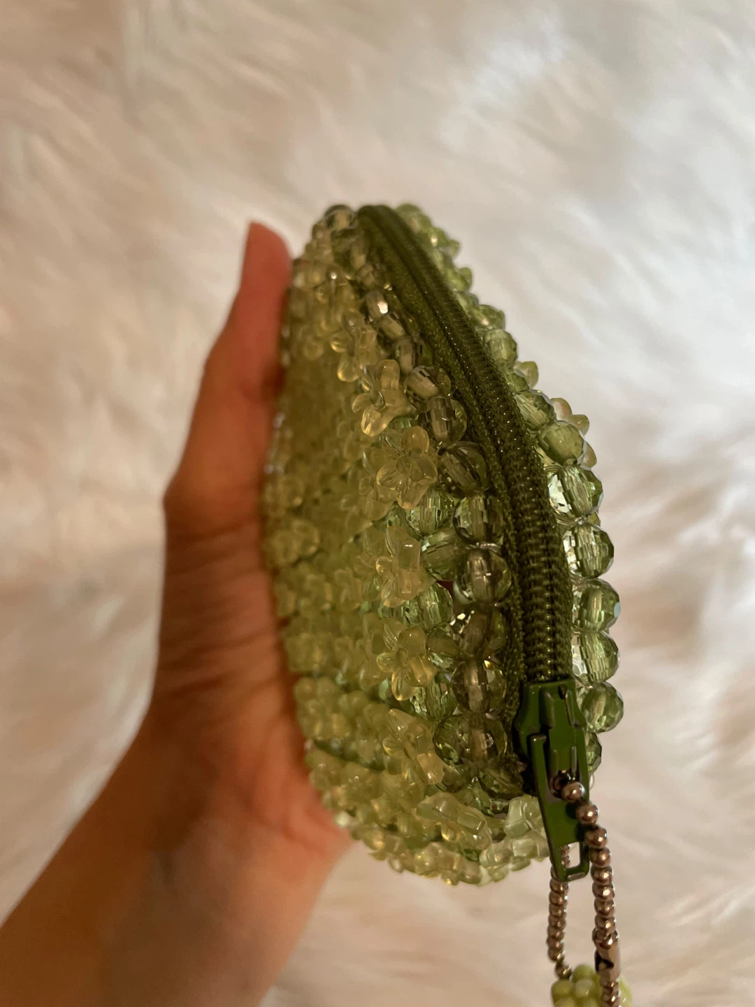 Green Floral Beaded Coin Pouch - photo 4