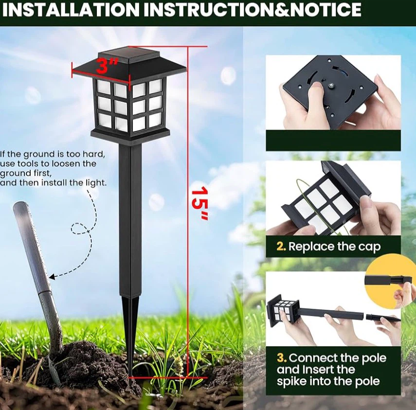 12 Pack Solar Powered Outdoor Garden Path Lights - photo 5