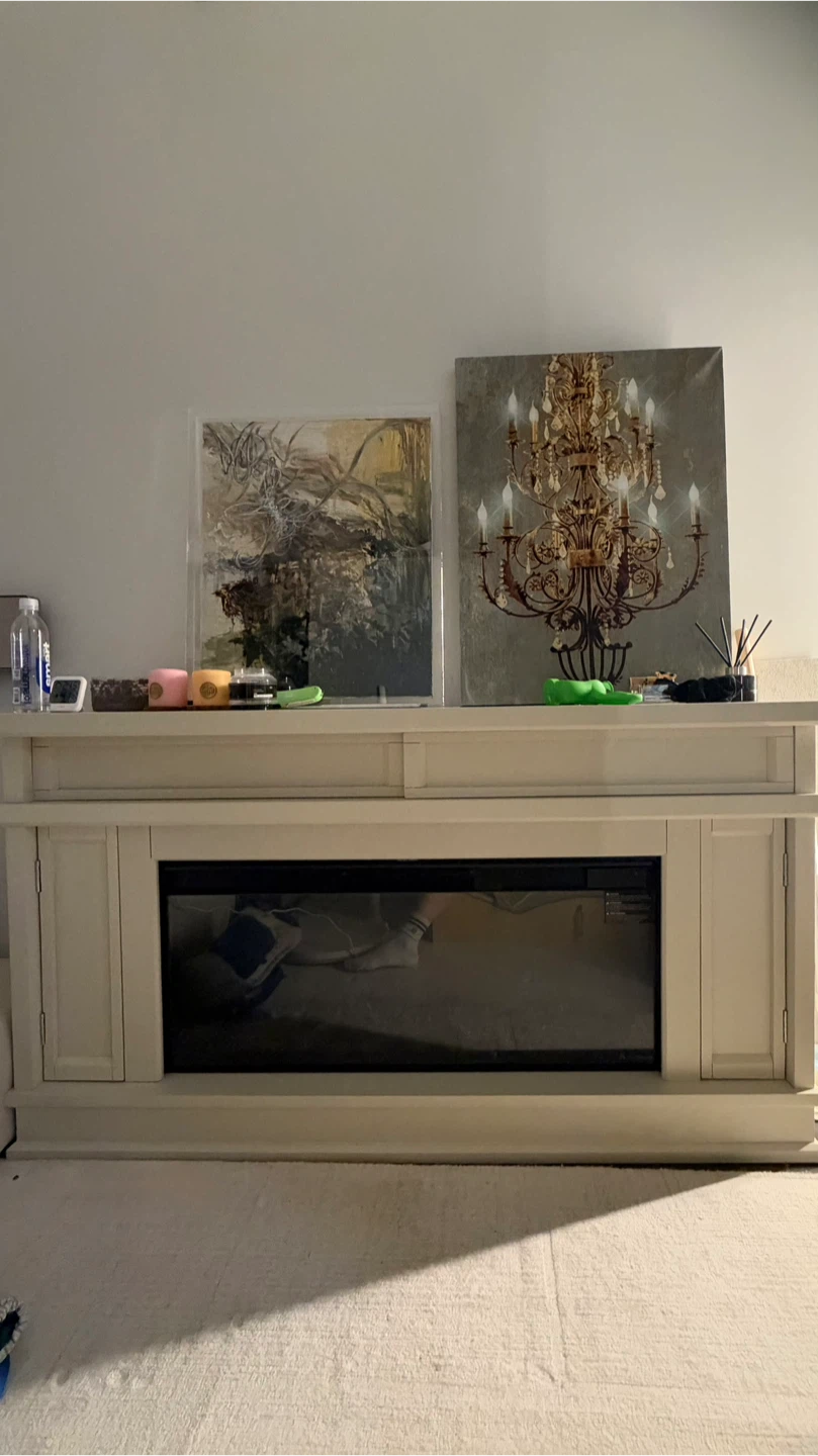 Pottery Barn Electric Fireplace in Bone White