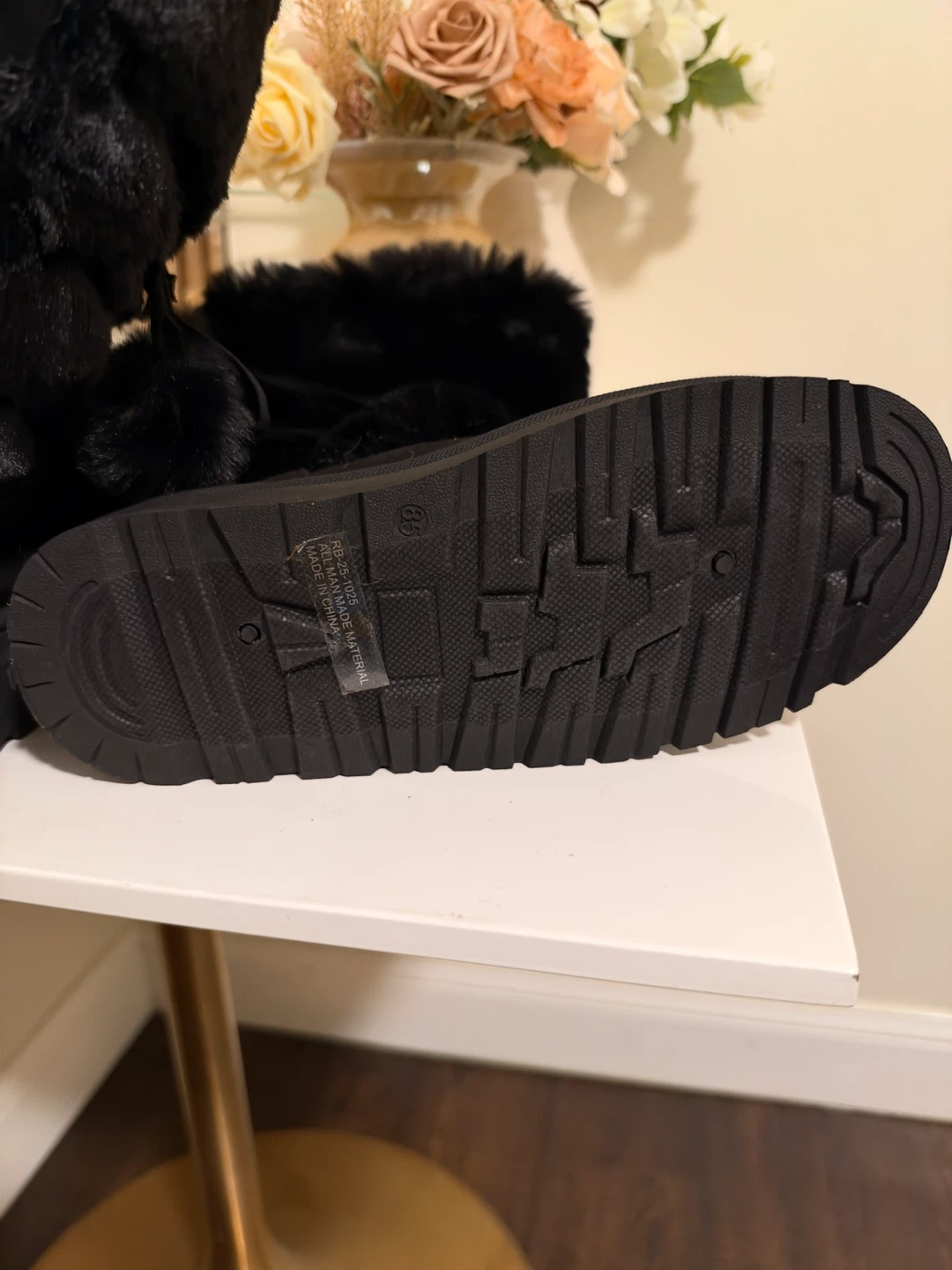 Black Faux Fur Platform Boots - photo 5