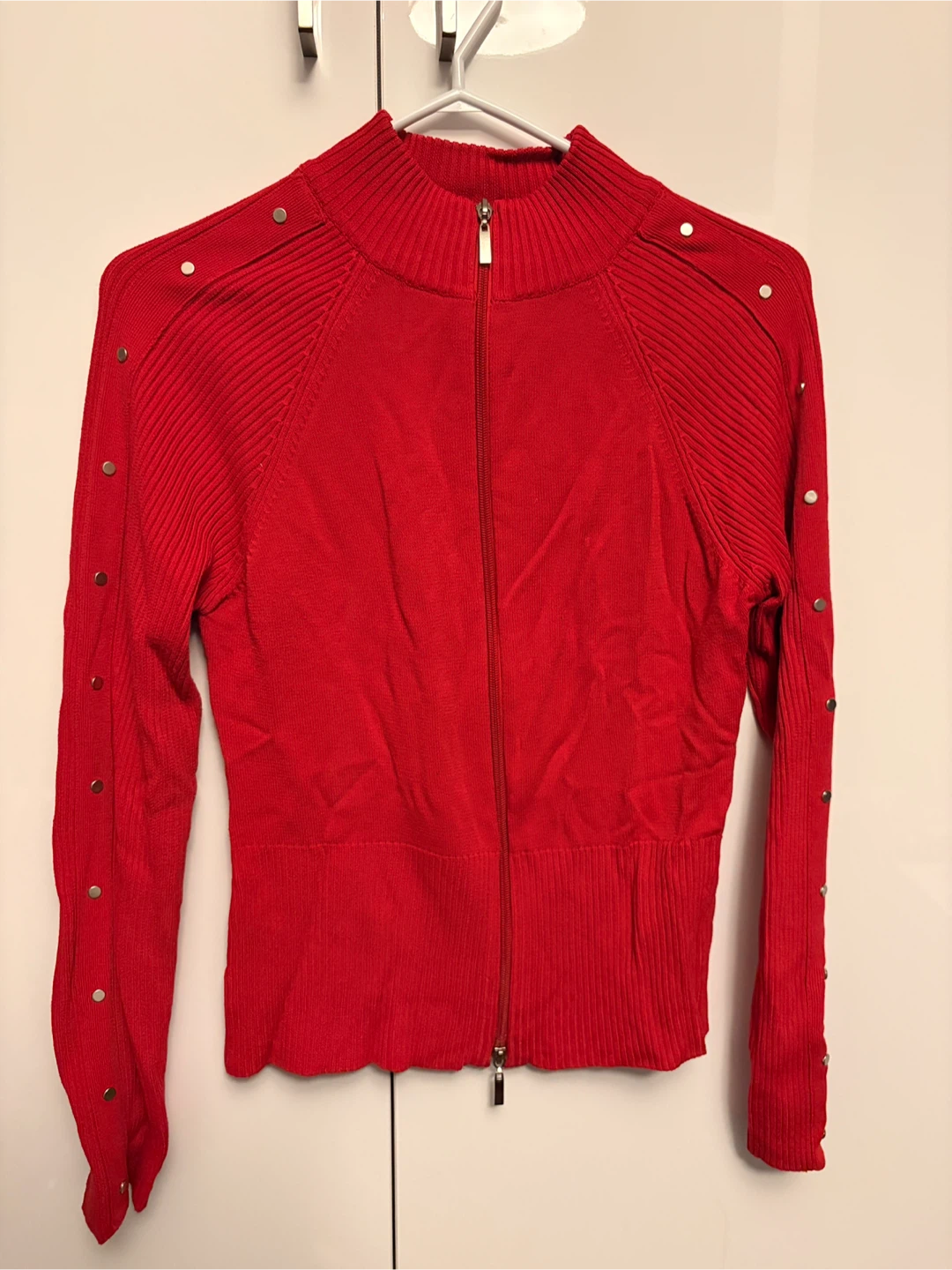 Ocasion Red Mock Neck Zip-Up Sweater