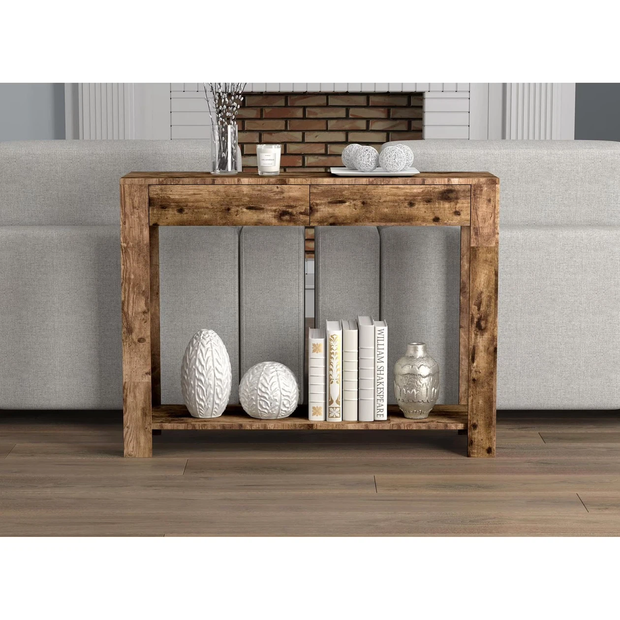 Safdie & Co. console table, 31L, brown reclaimed wood NEW - photo 2