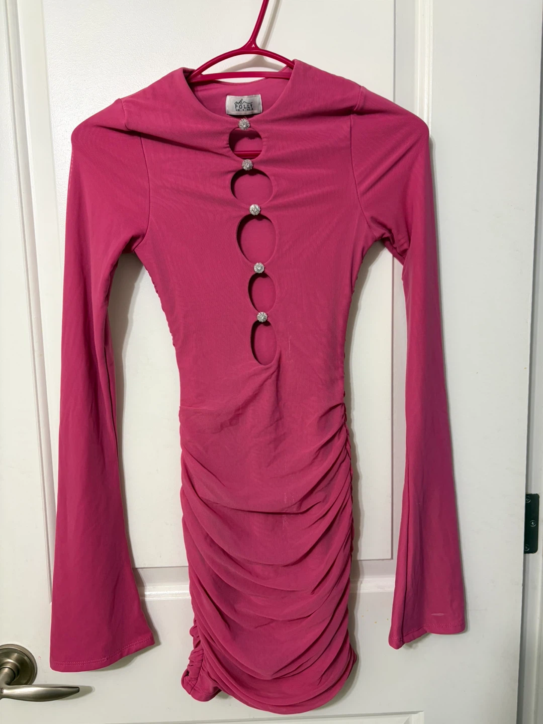 Oh Polly Pink Long Sleeve Cut-Out Dress