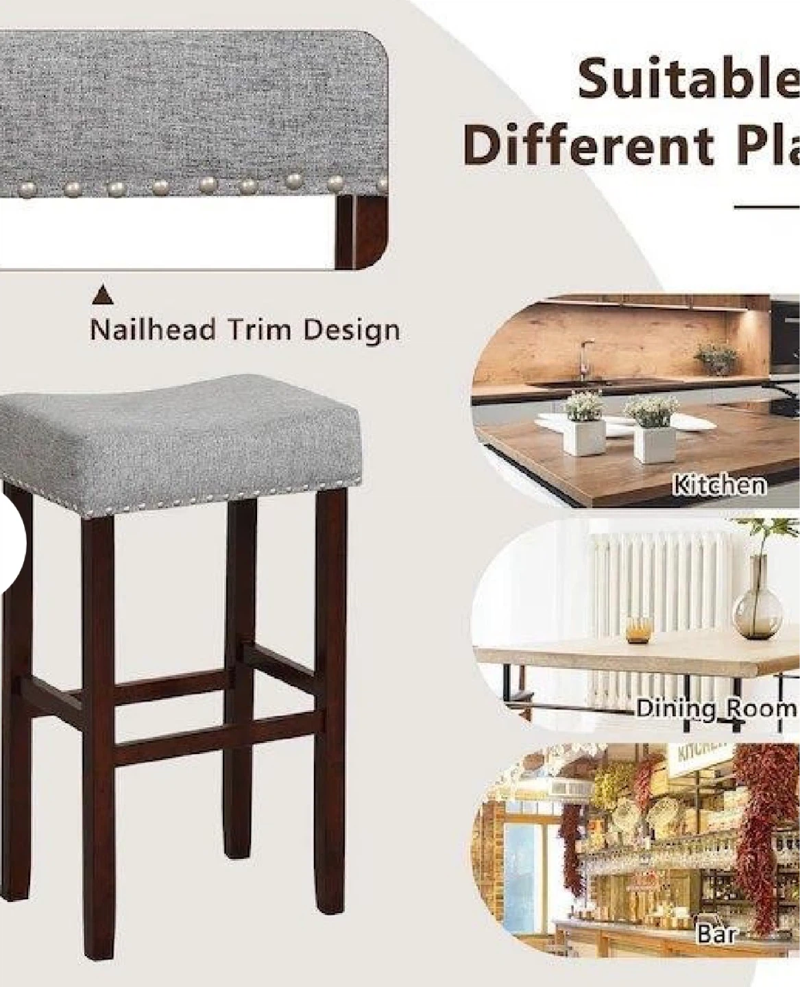 Set of Two Grey Bar Stools - photo 4