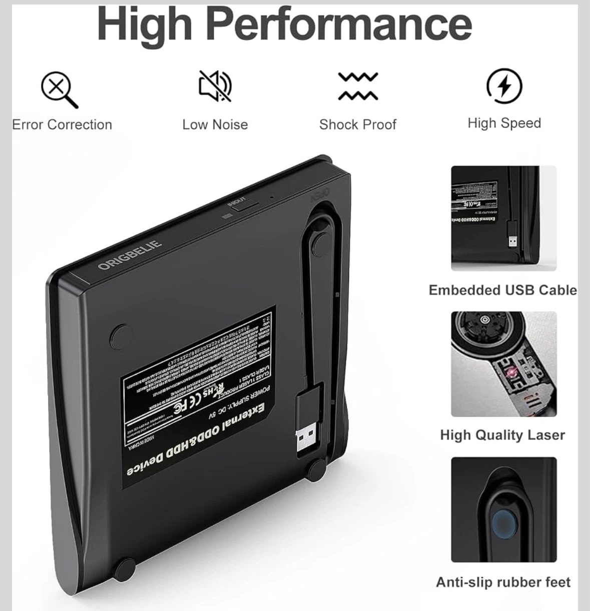 ORIGBELIE External CD/DVD Drive - photo 3