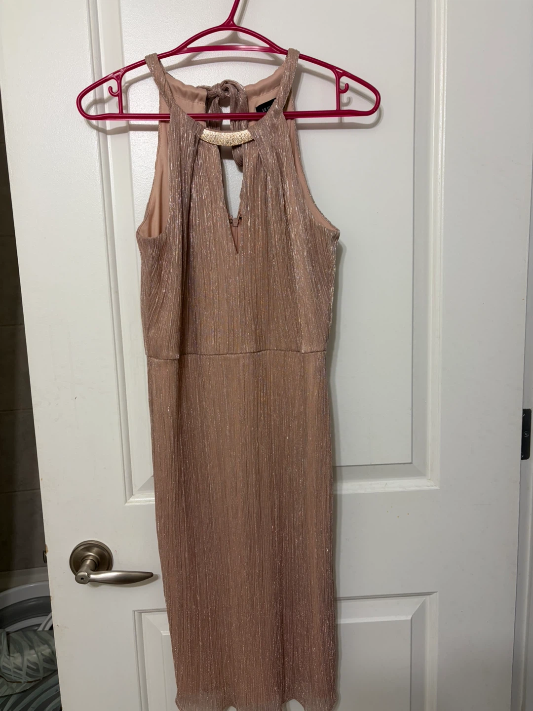 Le Chateau Metallic Rose Gold Dress