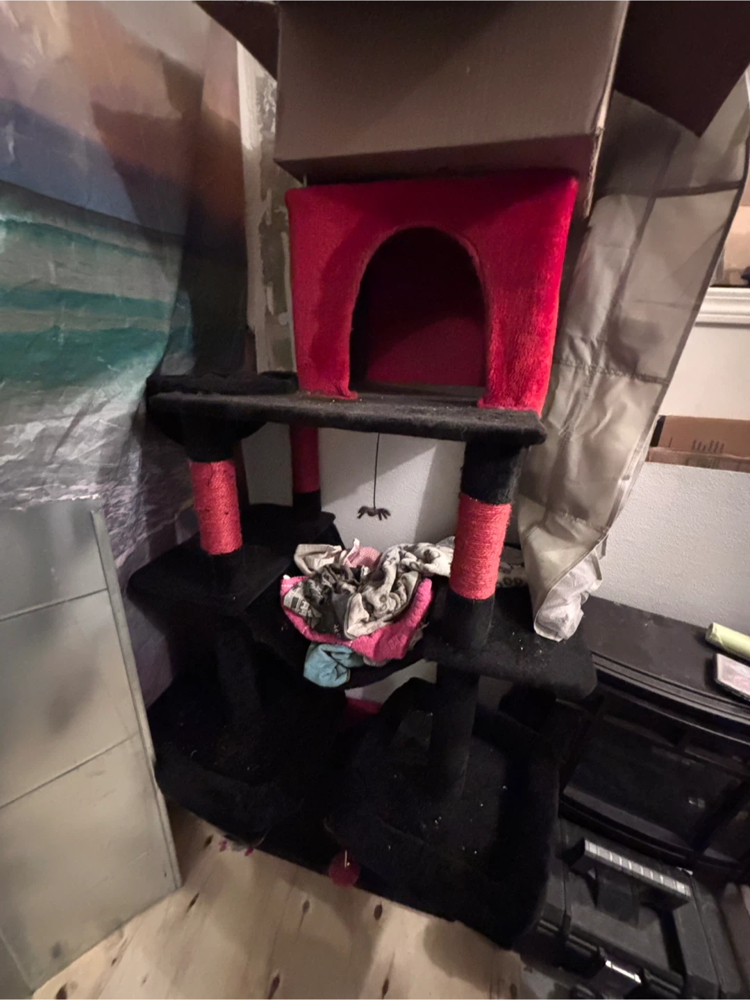 Red and Black Multi-Level Cat Tree