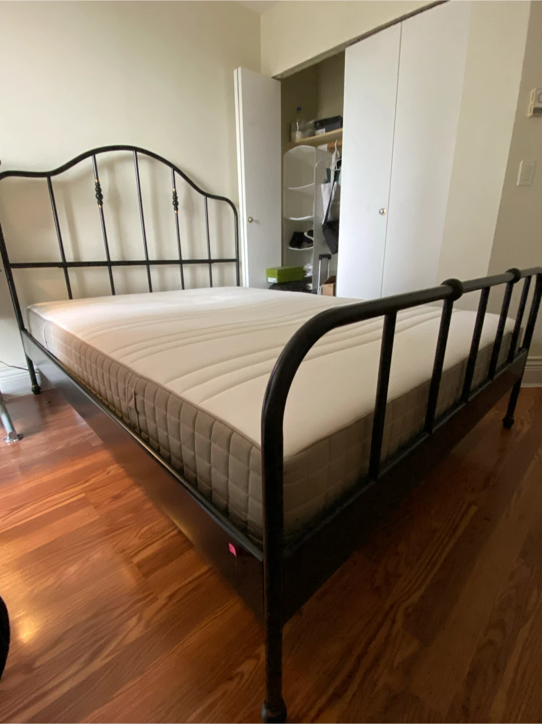 IKEA Haugesund Mattress with Metal Bed Frame & Bed Slats