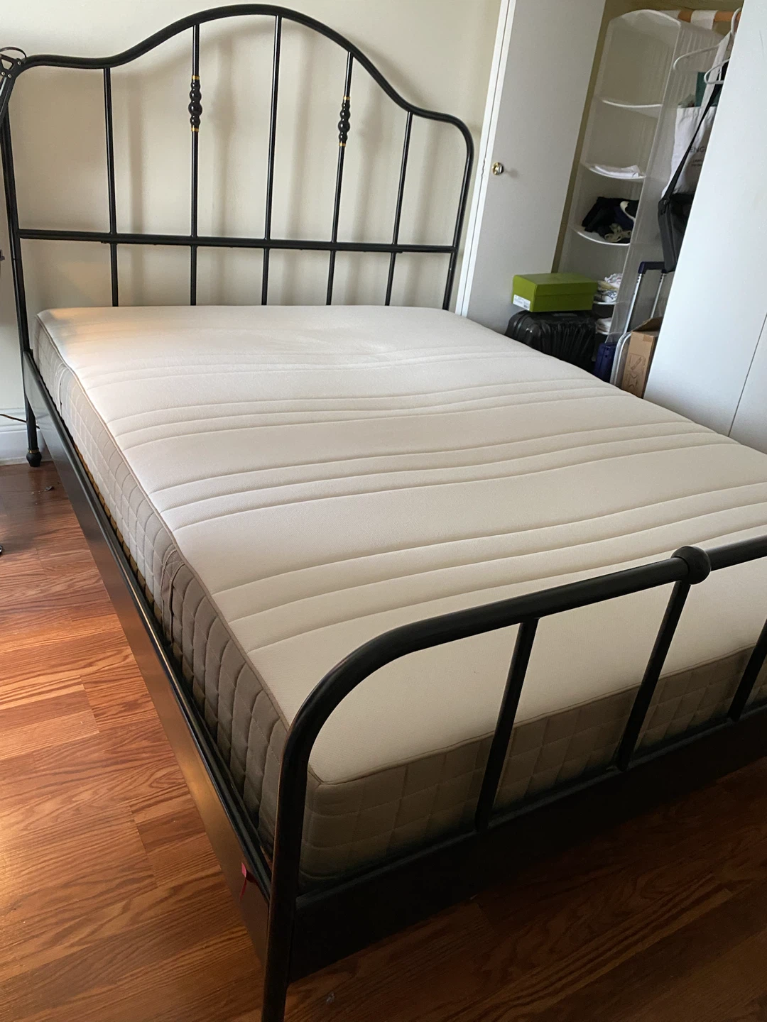 IKEA Haugesund Mattress with Metal Bed Frame & Bed Slats - photo 2