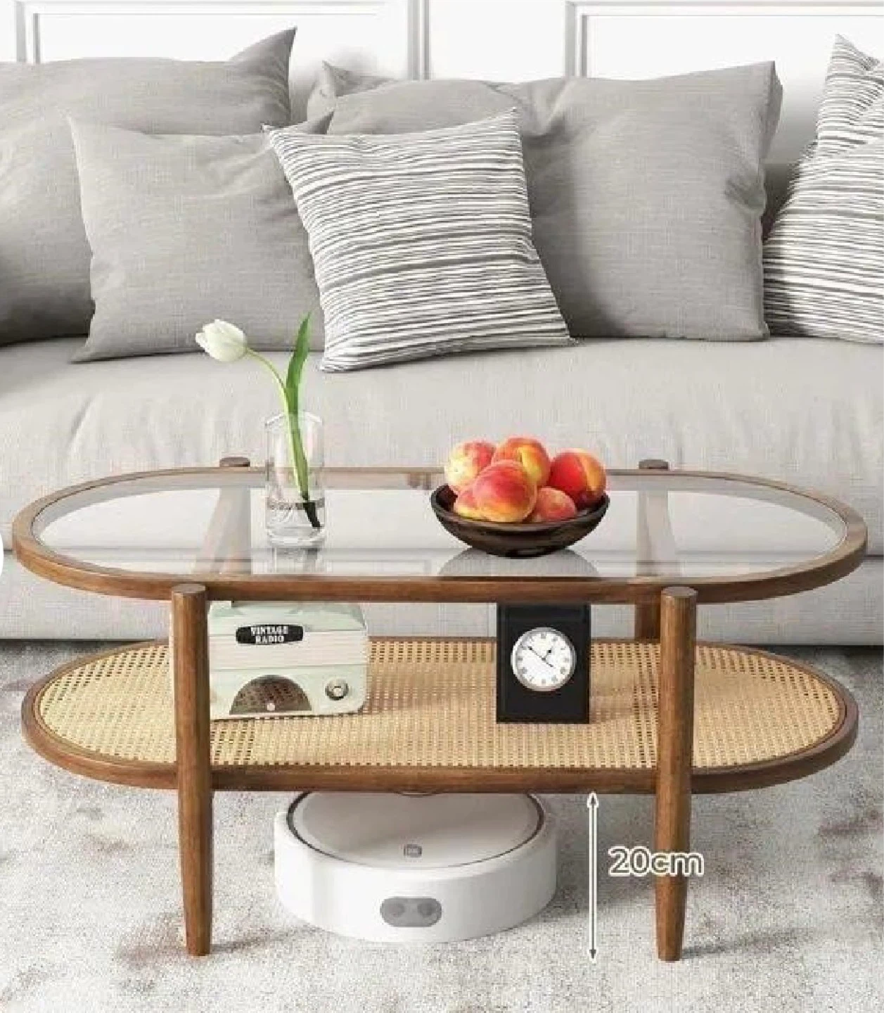 Solid Wood and Rattan Oval Coffee Table JV11716 - photo 2