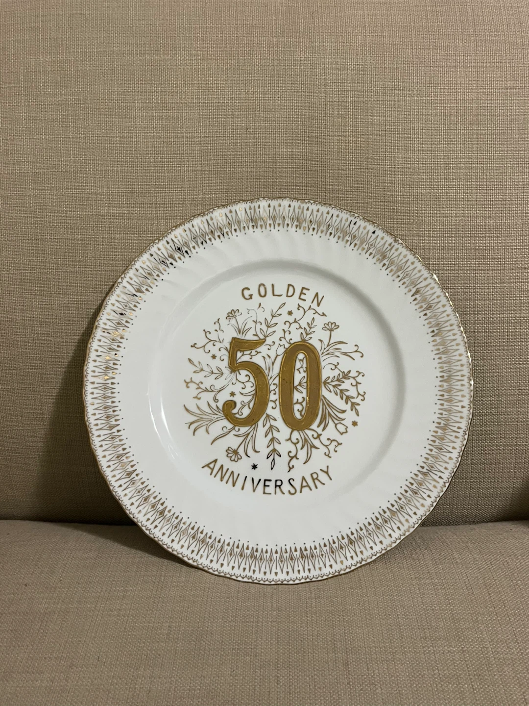 Vintage Golden 50th Anniversary Decorative Plate