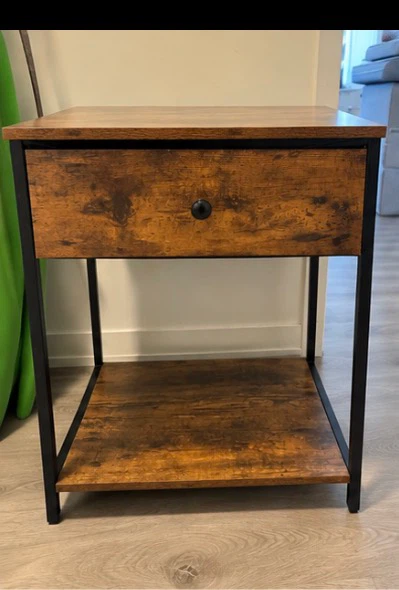 Rustic Industrial Nightstand / Bedside Table | Drawer & Storage