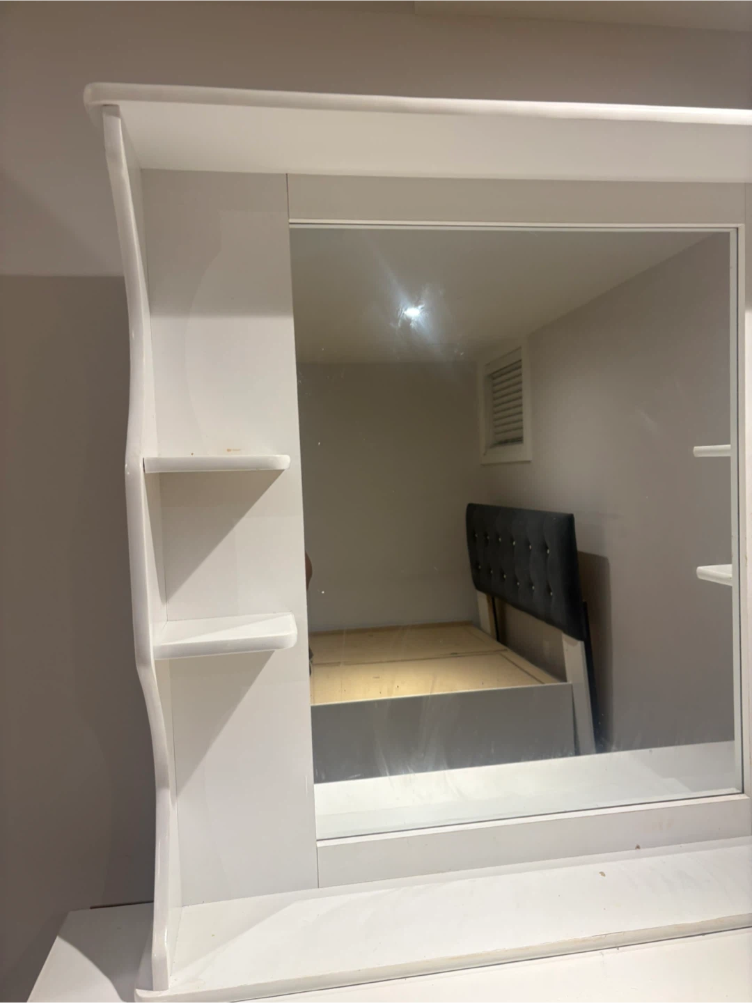 White Vanity with Mirror and Shelves - photo 4