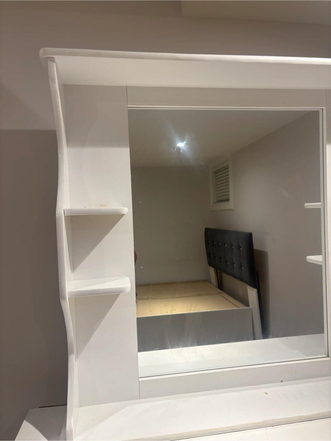 White Vanity with Mirror and Shelves - photo 5