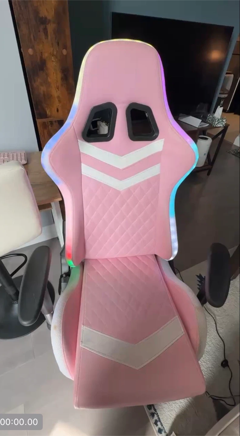 Pink Gaming Chair with LED Lights