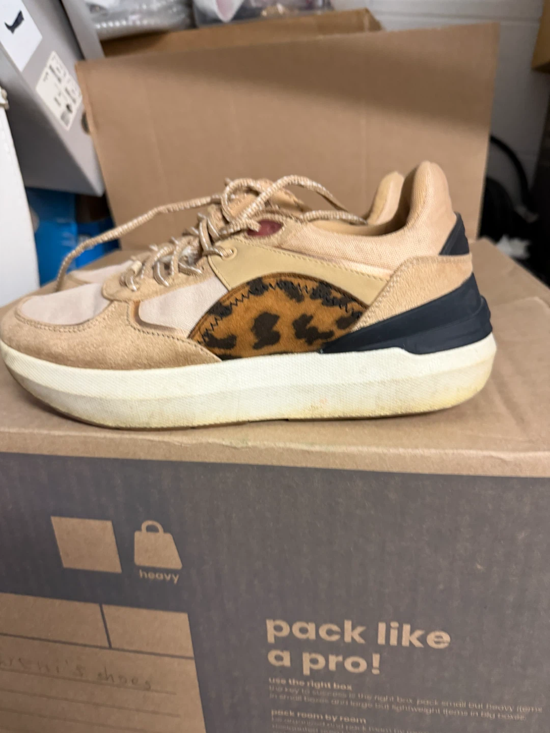 Zara Beige and Leopard Print Sneakers