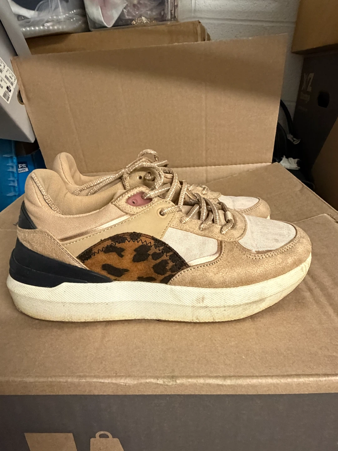 Zara Beige and Leopard Print Sneakers - photo 2