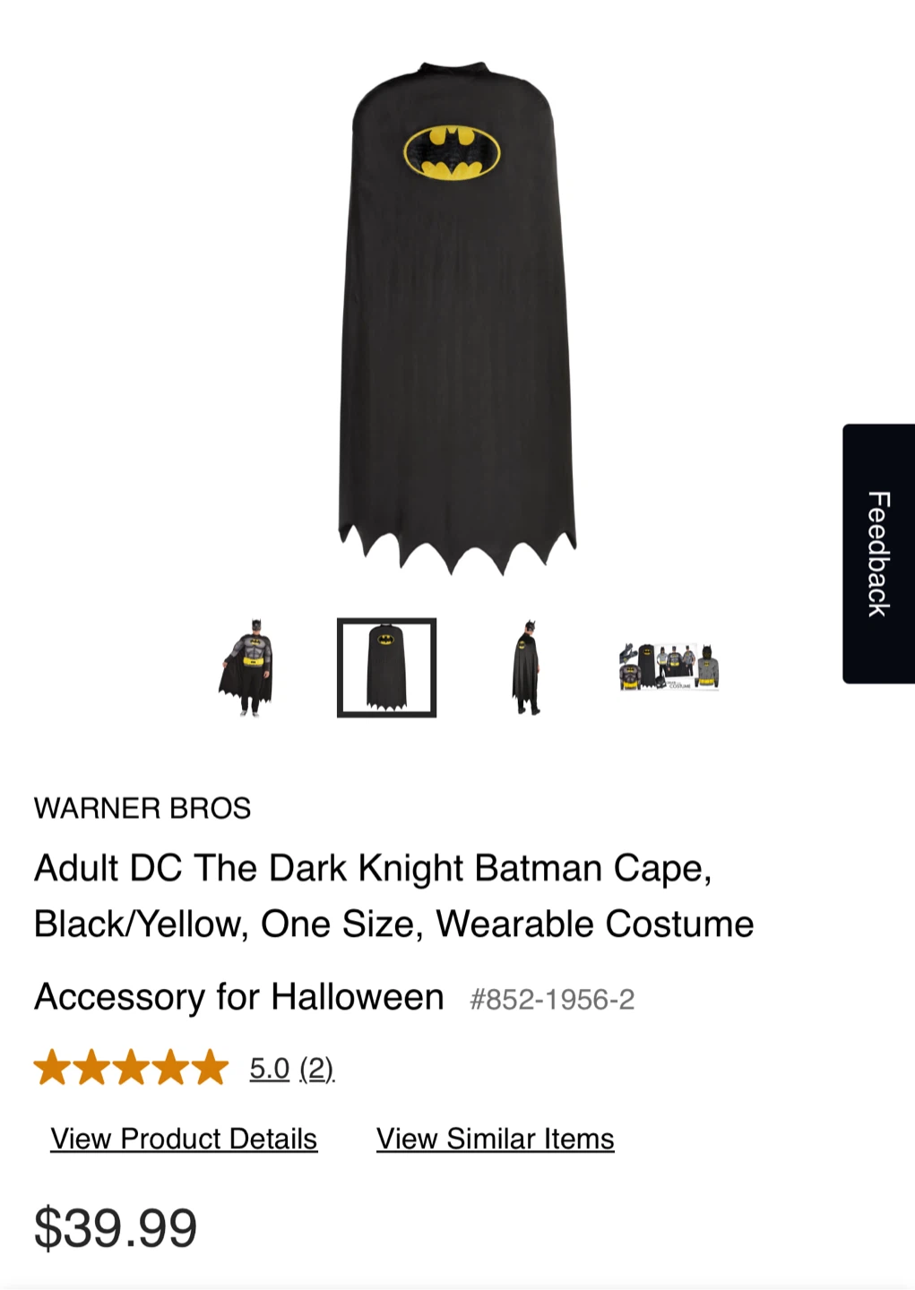 New - Batman Halloween Costume Cape (Adult) - photo 2