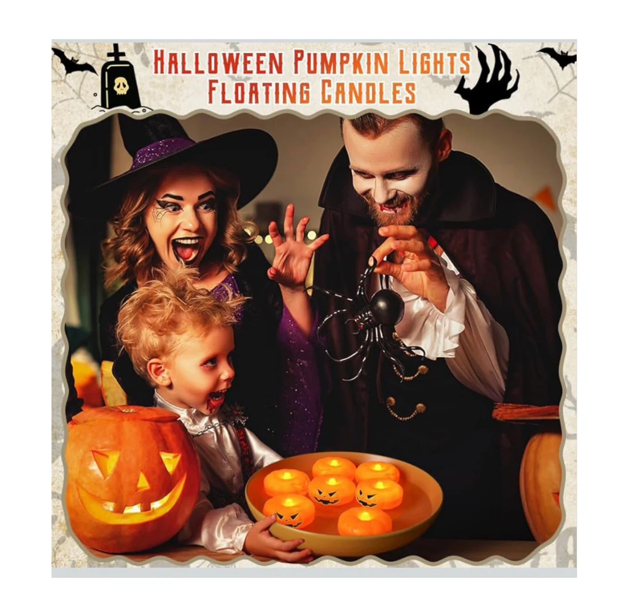 Brand new 2” x12PK Halloween Flameless Pumpkin Floating Candles - photo 3