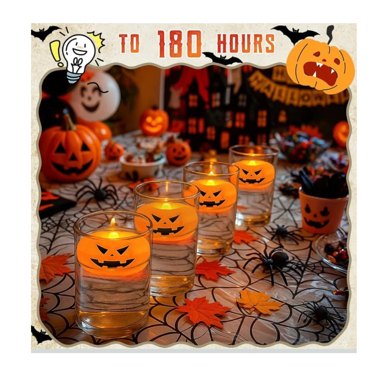 Brand new 2” x12PK Halloween Flameless Pumpkin Floating Candles - photo 4