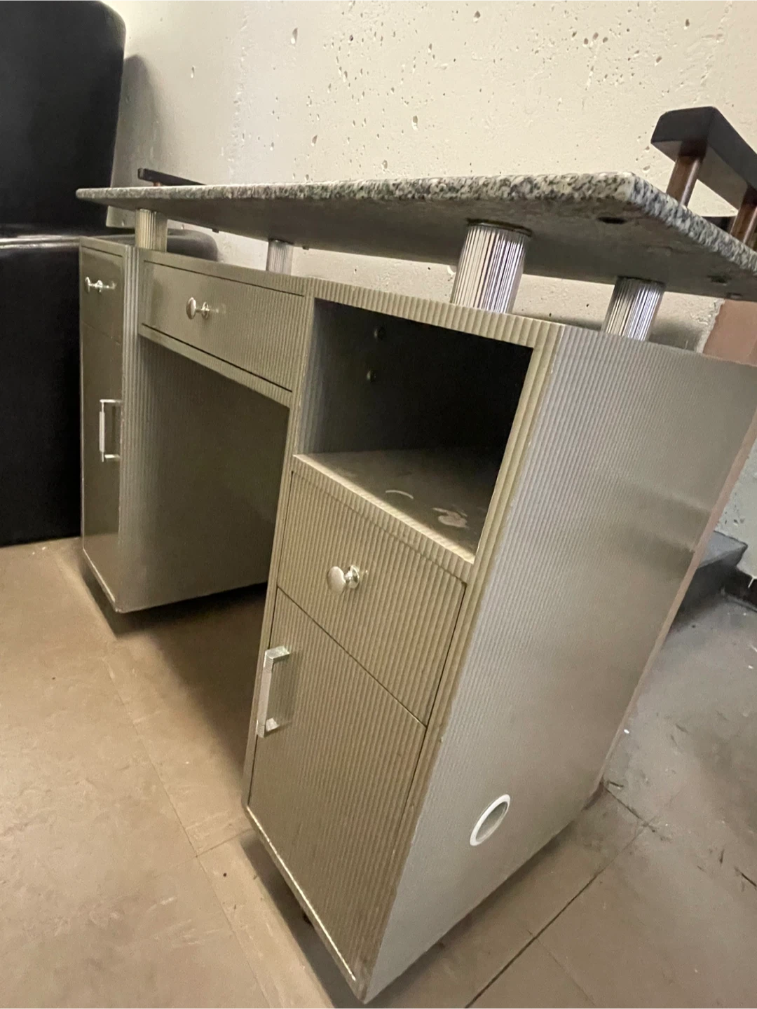 Stone Top Desk with Storage - photo 2