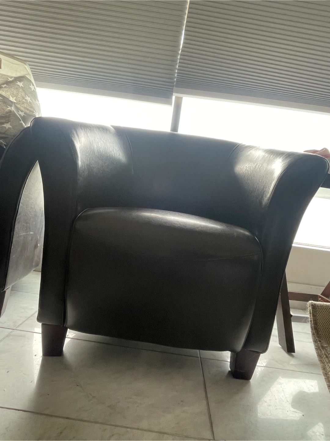Dark Brown Faux Leather Barrel Chair - photo 2