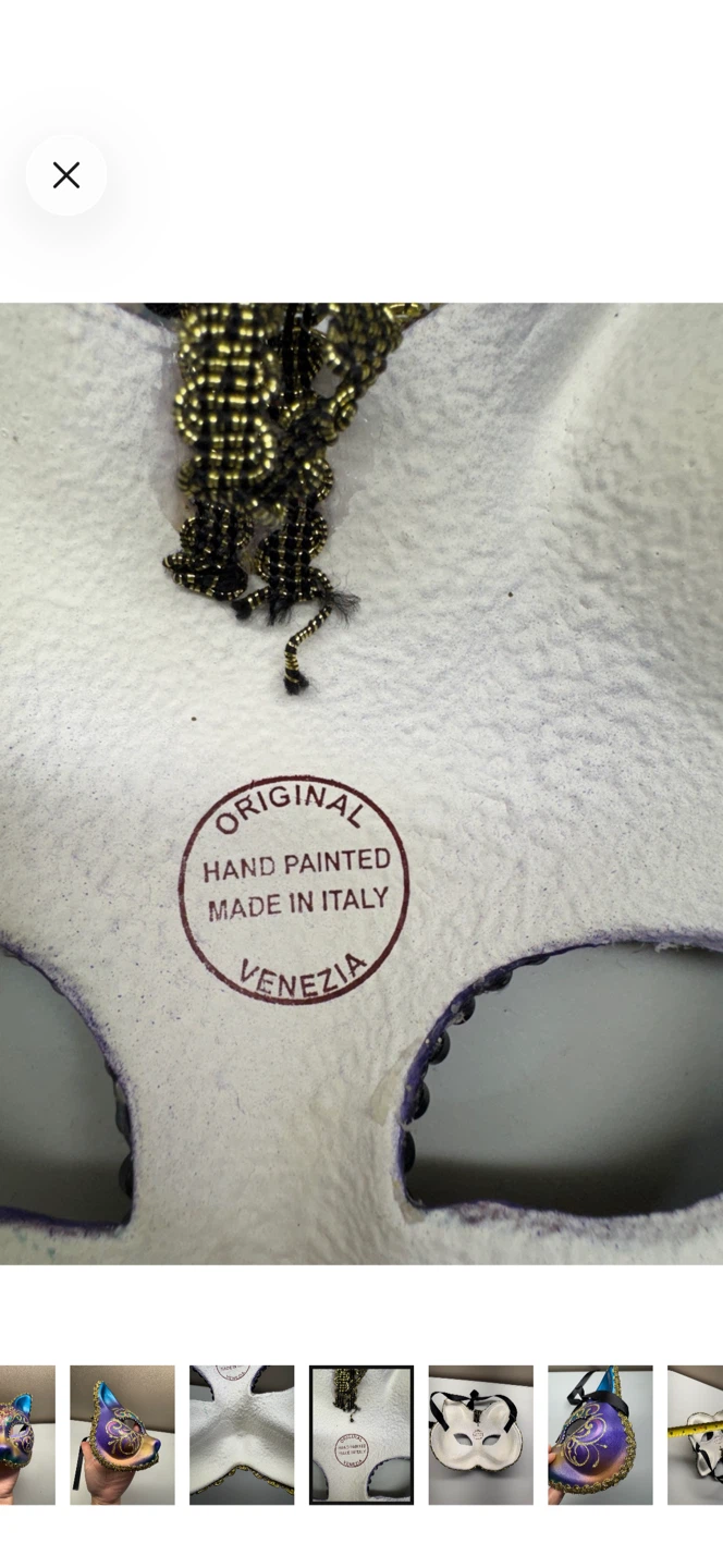 Hand Painted Venetian Cat Mask: Purple Gold Rhinestone - photo 5