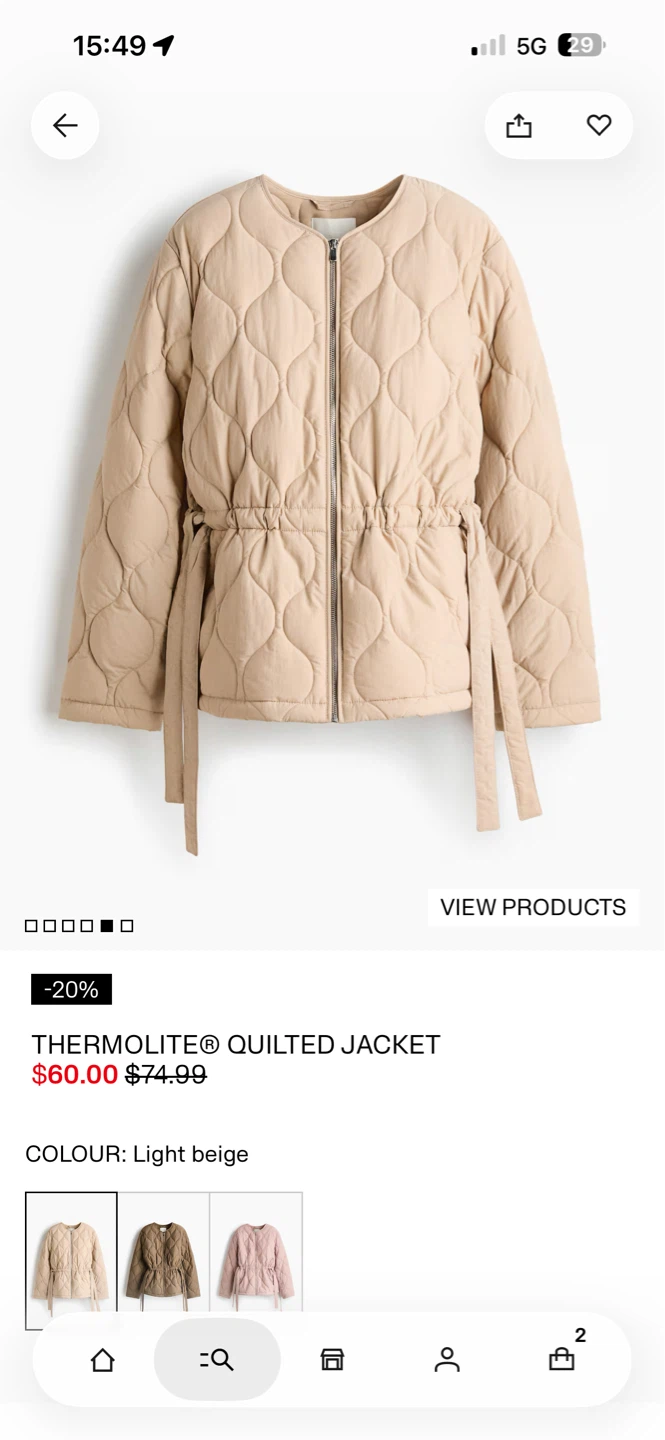 BNWT H&M Quilted jacket size L