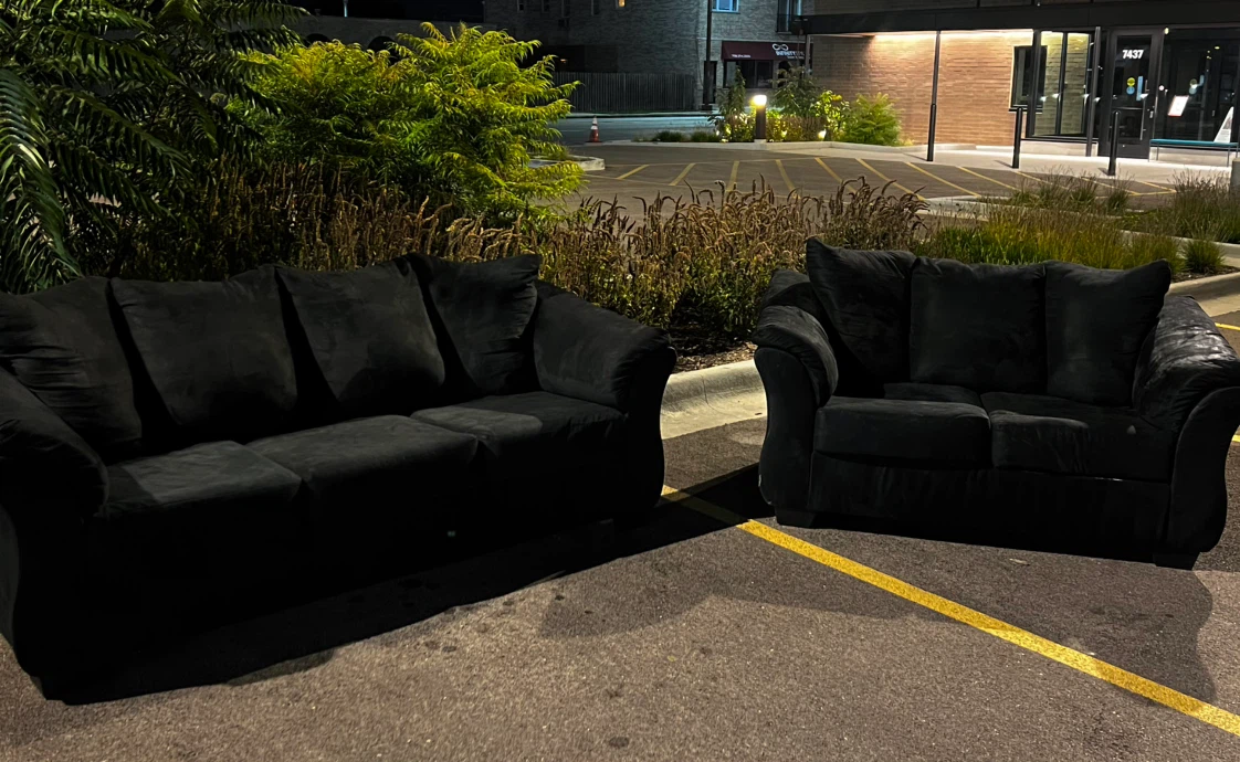 Loveseat & Sofa Set In The Color Black