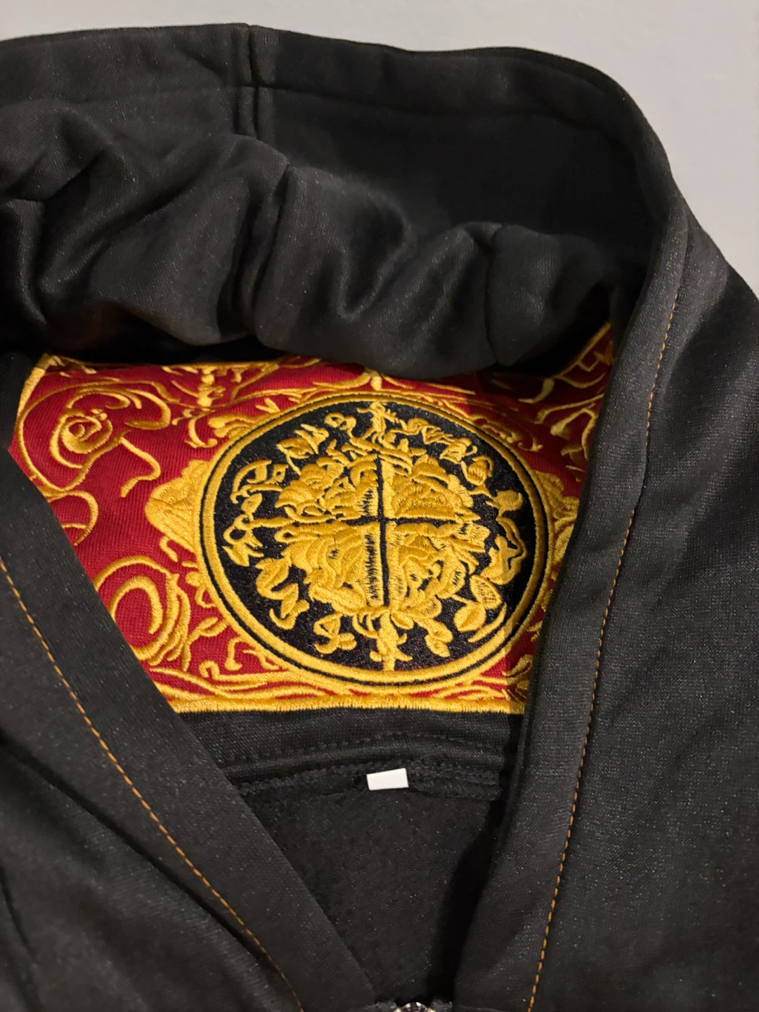 Black Full-Zip Hoodie with Embroidered Design - photo 4