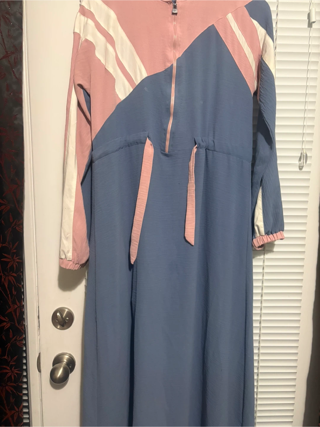 Blue and pink zip-up dress