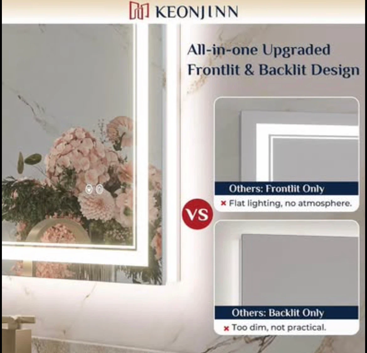 LED Bathroom Mirror 28 x 36 Inch, - photo 5