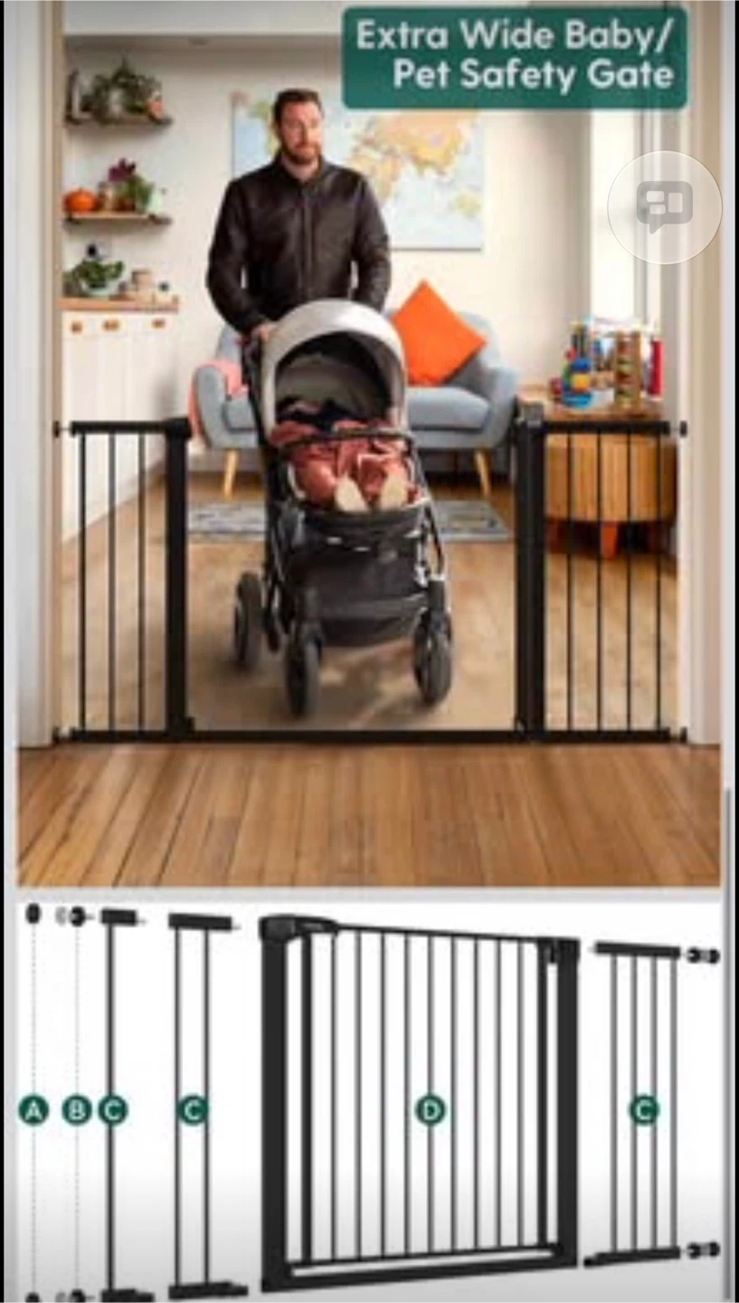 Babelio Extra Wide Baby and Pet Safety Gate - photo 3