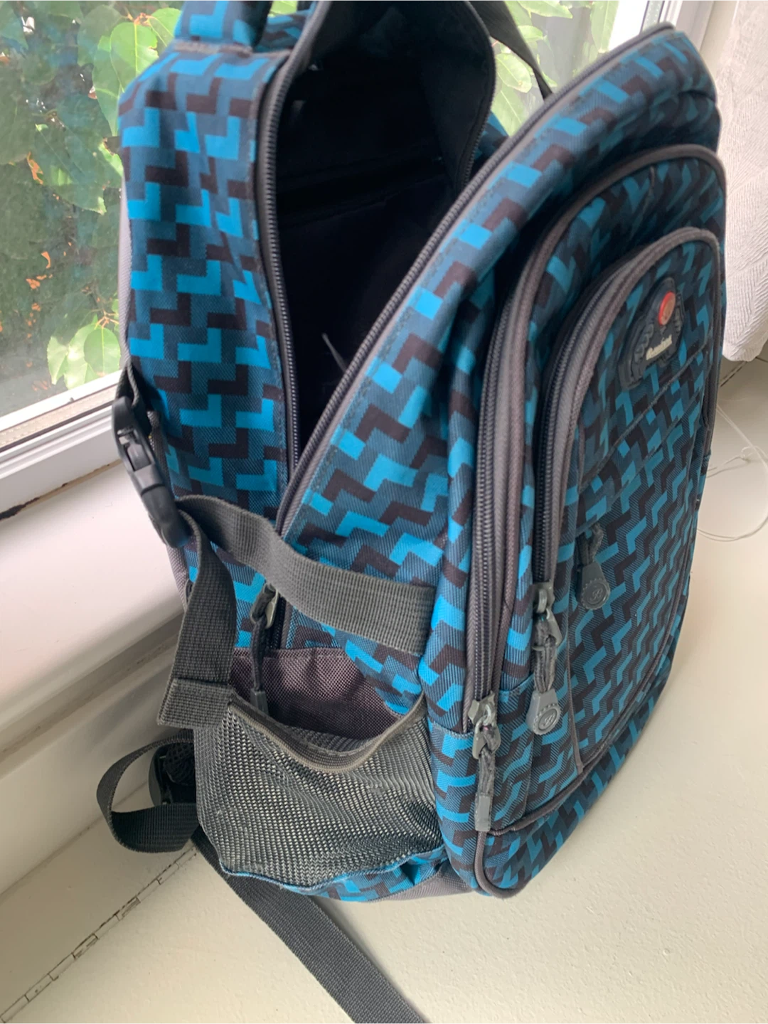 Baohua Backpack Blue and Black Geometric Pattern - photo 2