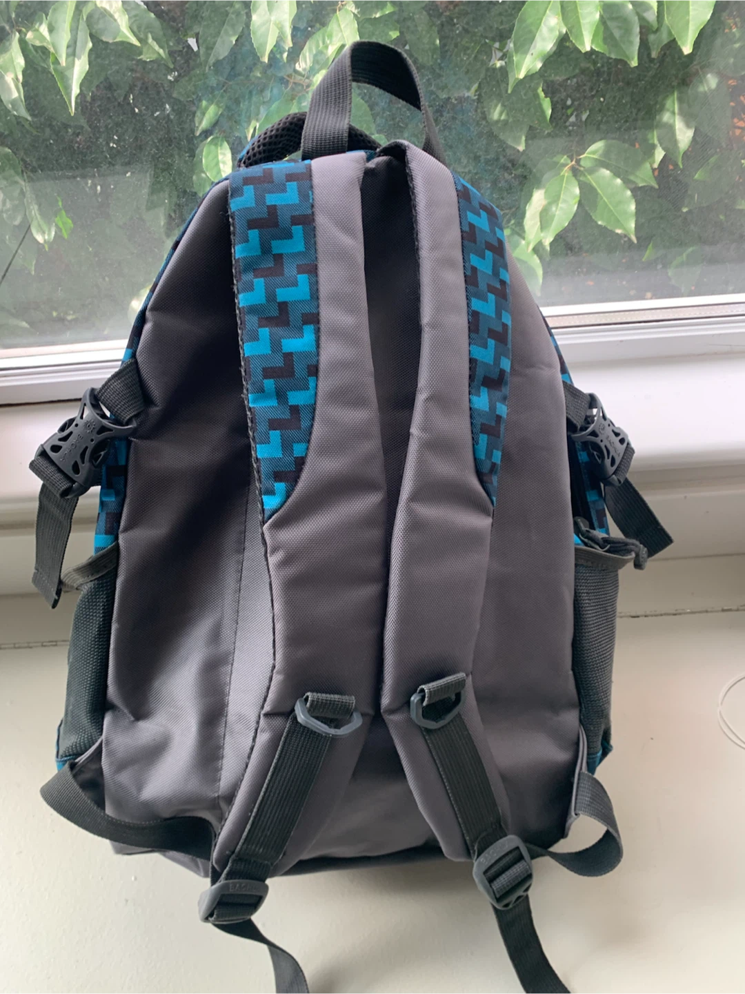 Baohua Backpack Blue and Black Geometric Pattern - photo 3