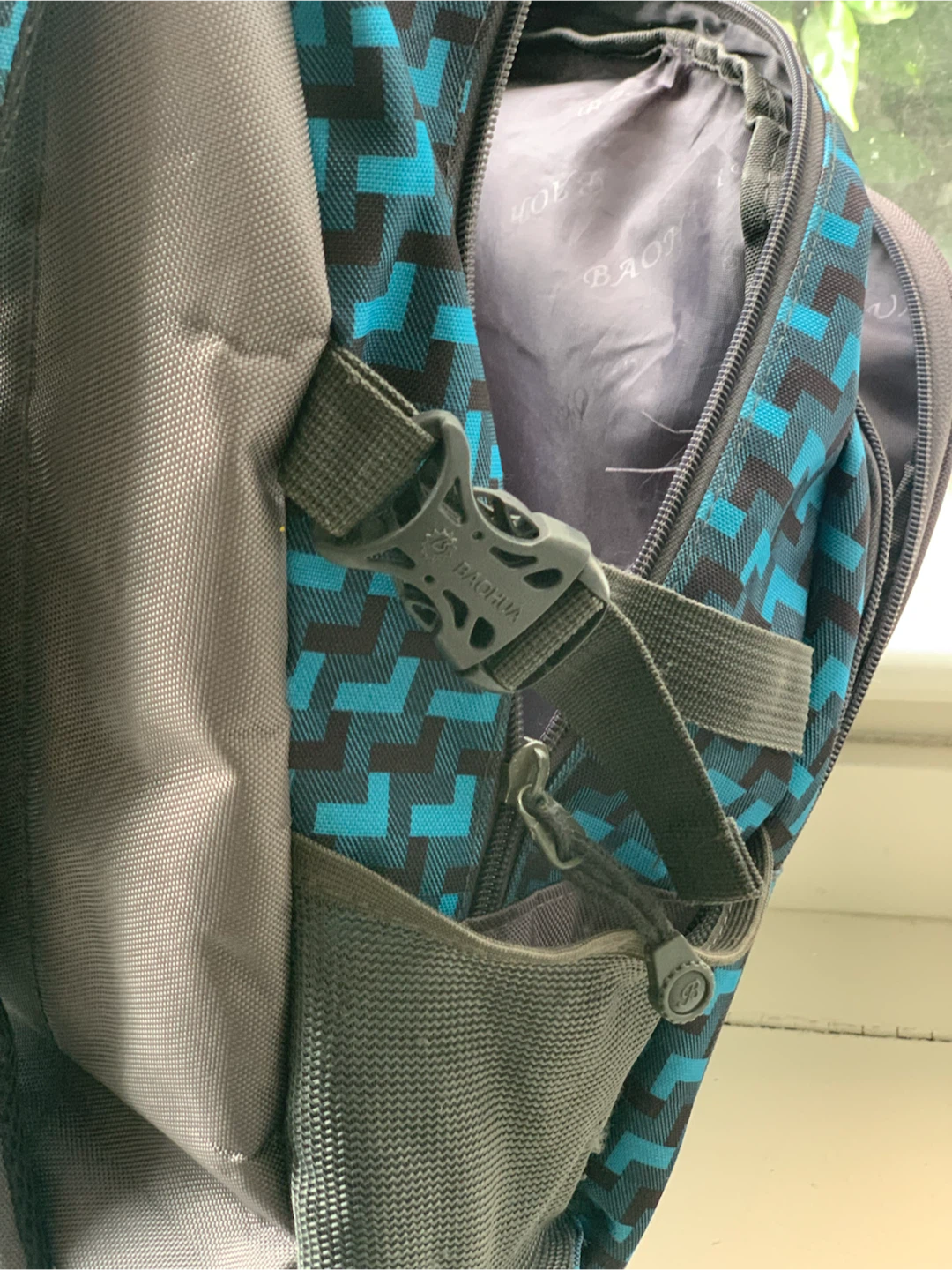 Baohua Backpack Blue and Black Geometric Pattern - photo 4