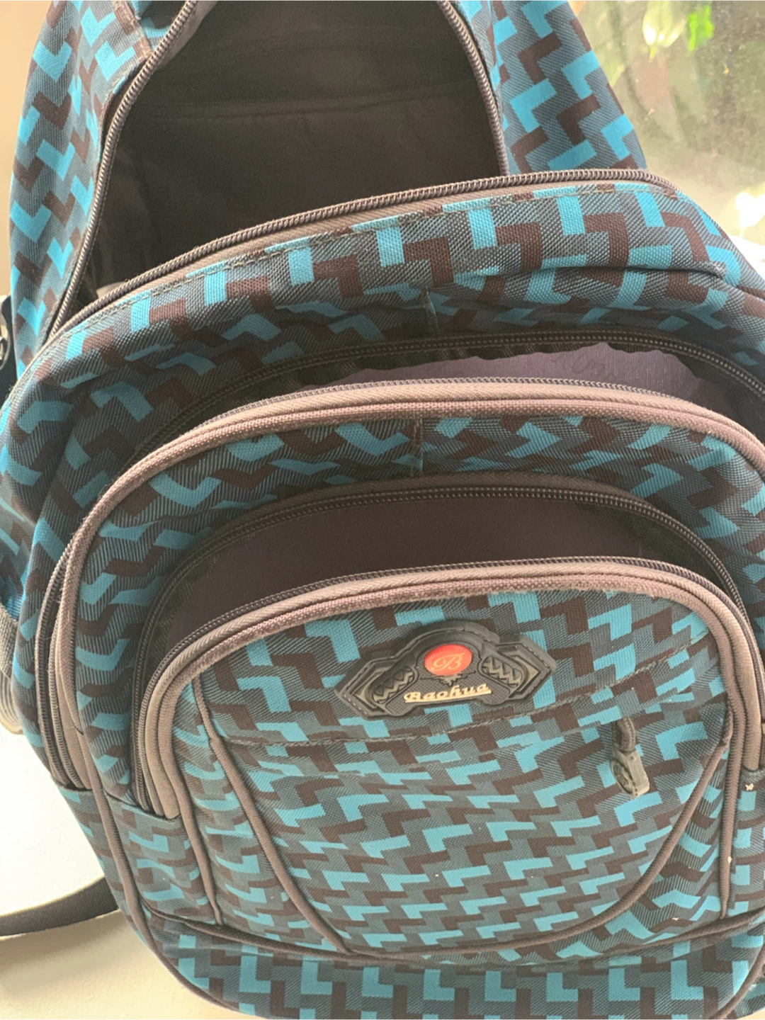Baohua Backpack Blue and Black Geometric Pattern - photo 5