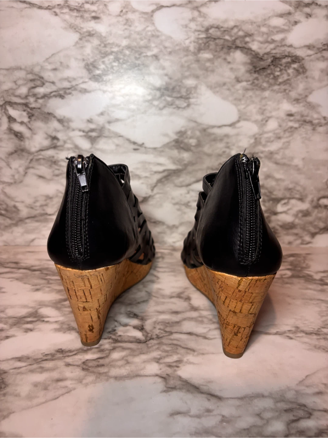 Ardene Black Cork Wedge Sandals sz8 - photo 4