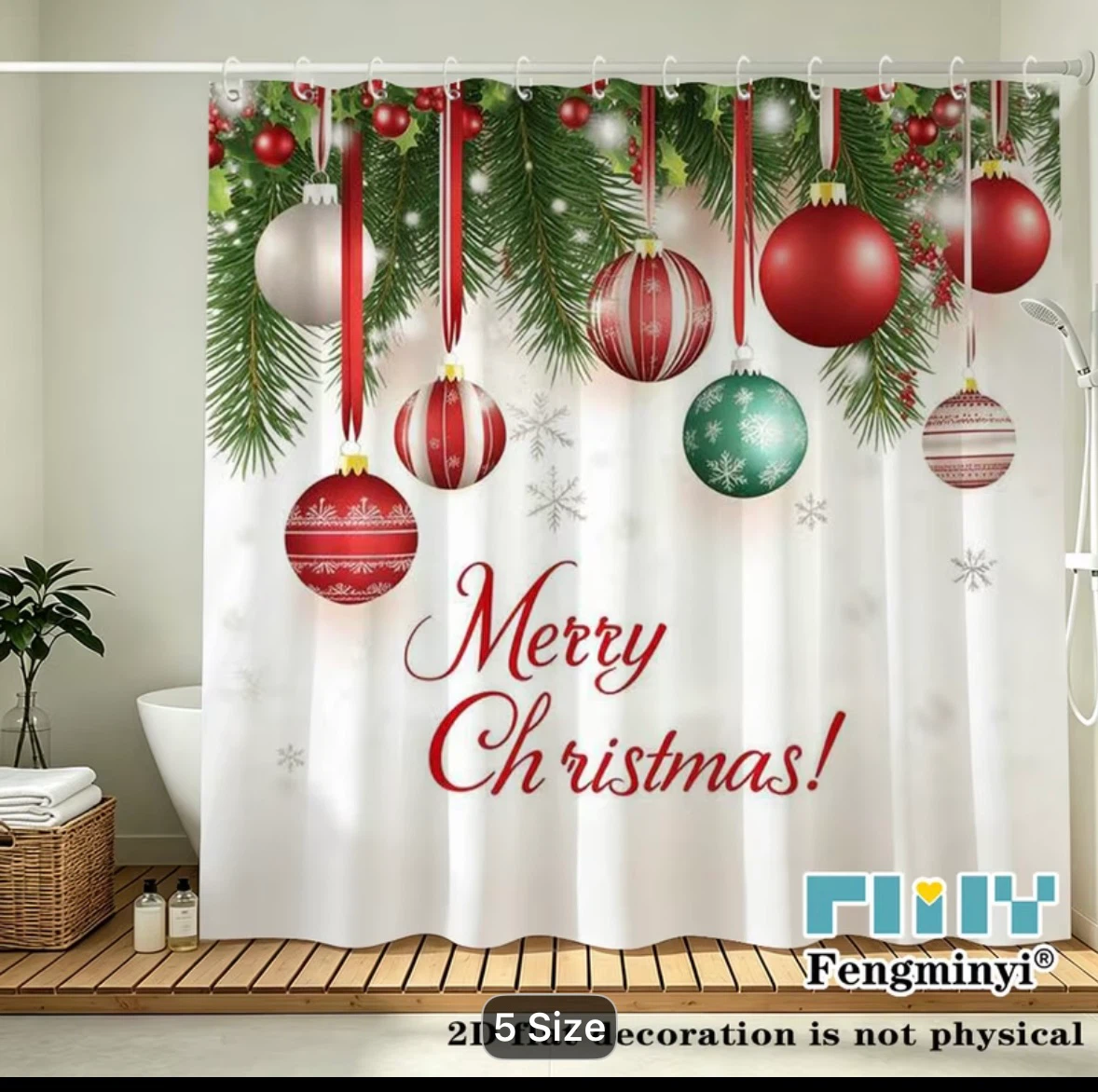 New Christmas Ornament Shower Curtain