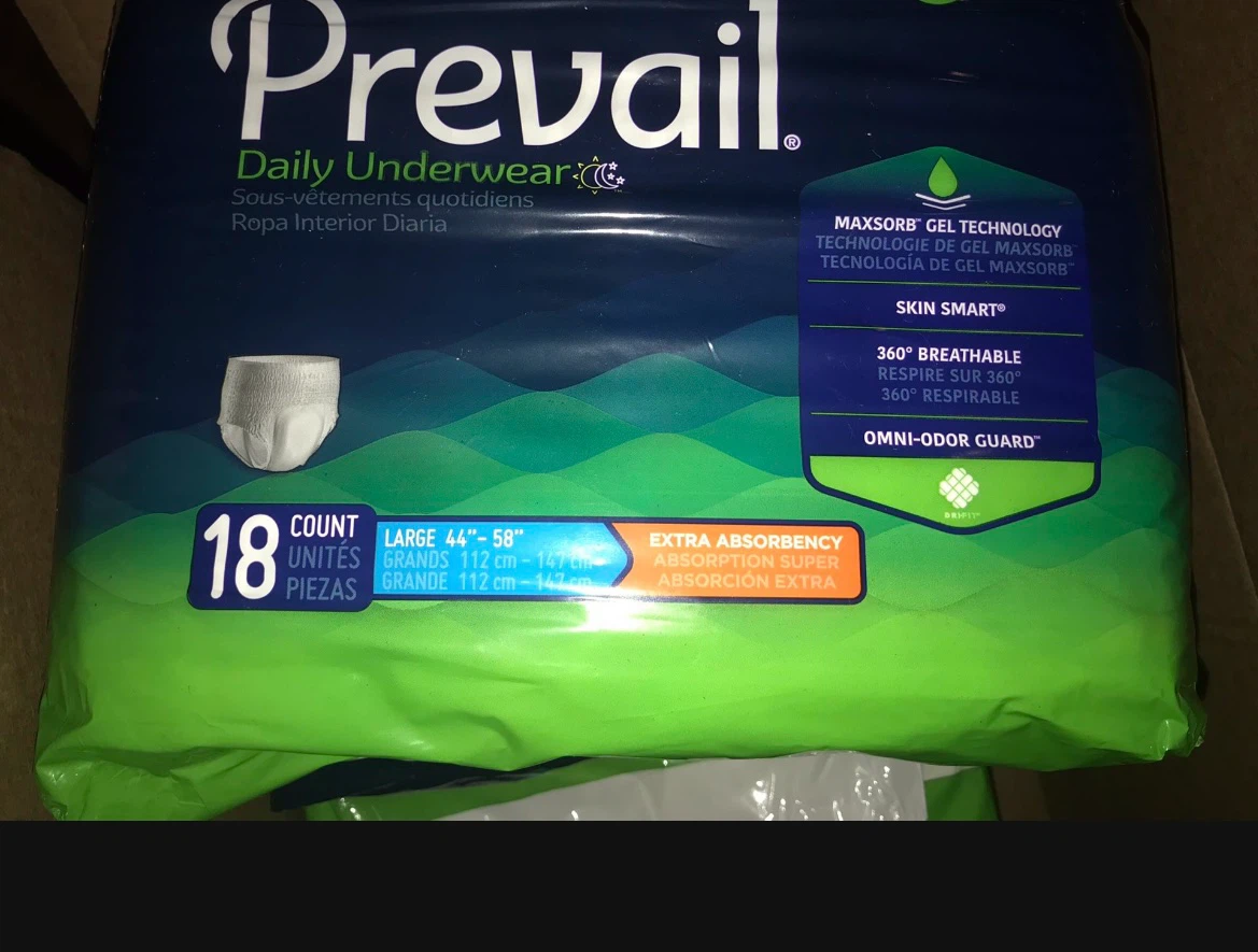 Prevail Underwear; Adult Incontinence. 18 count. Size Large