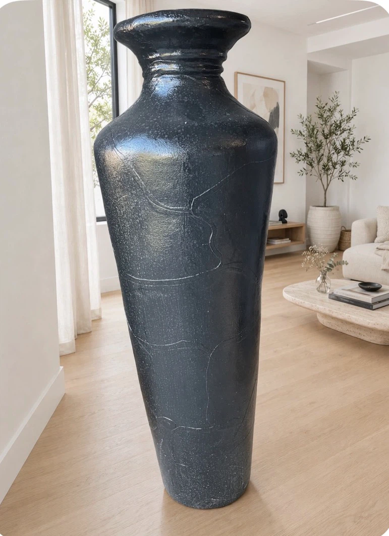 Large Black Decorative Floor Vase