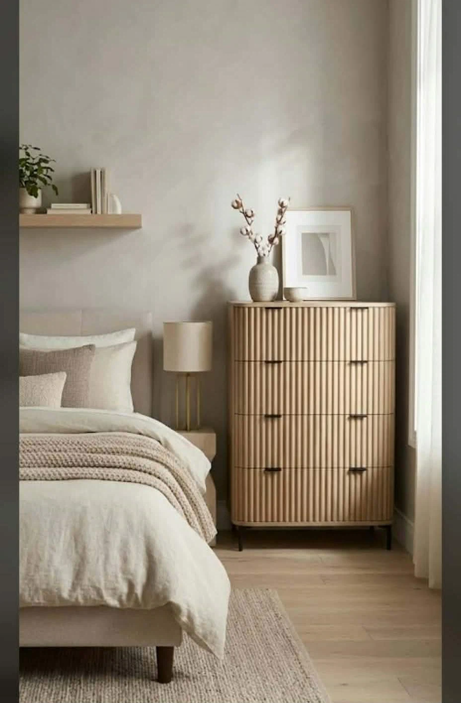 Valued$1000 Fluted Oak Wood 4-Drawer Dresser
