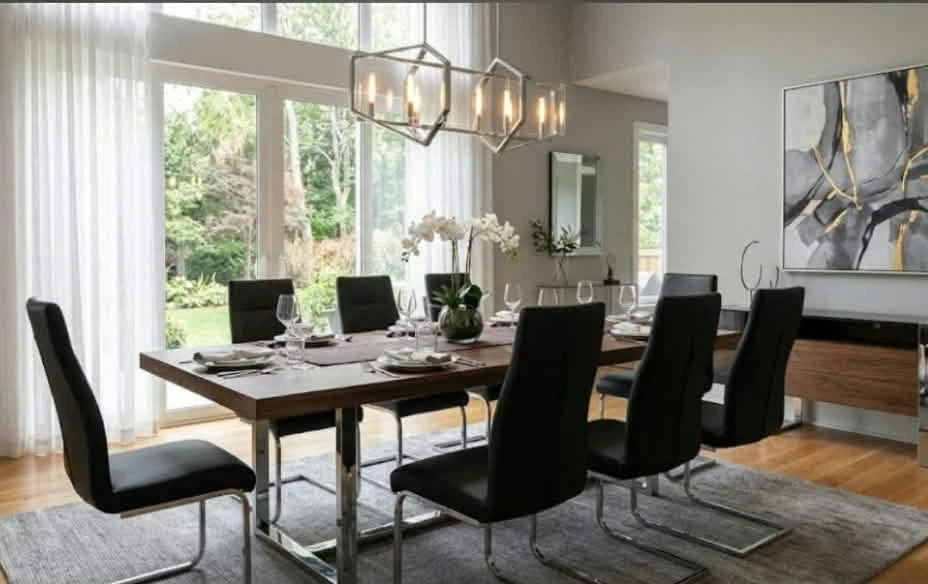 Value$600! 4NEW IN BOX ModernChrome & Black Dining Chairs ONLY