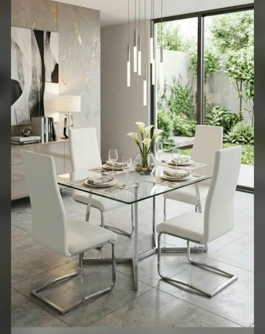 Valued$600 4NEW IN BOX White Modern Dining Chairs ONLY