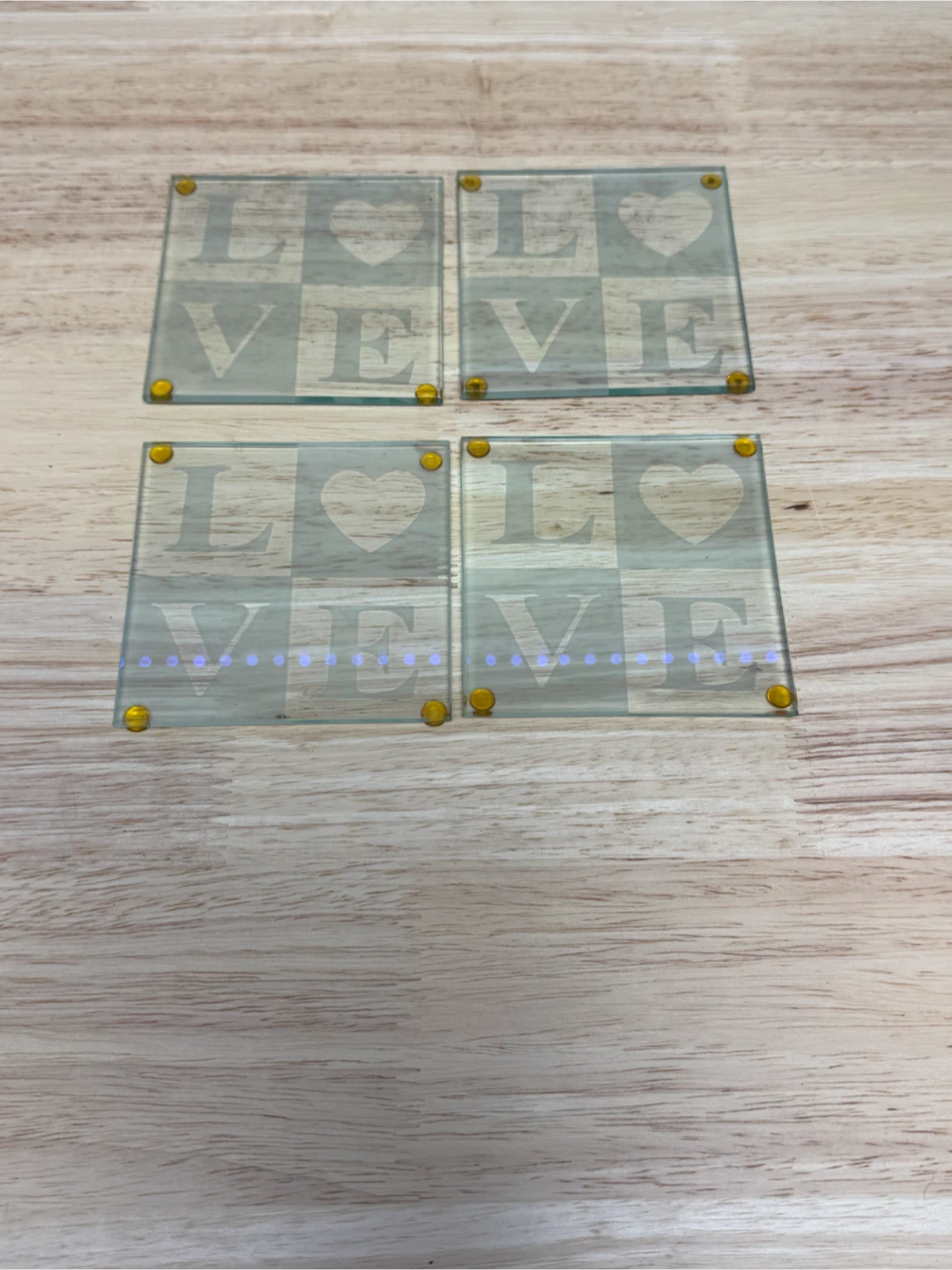 Set of 4 Glass LOVE Coasters