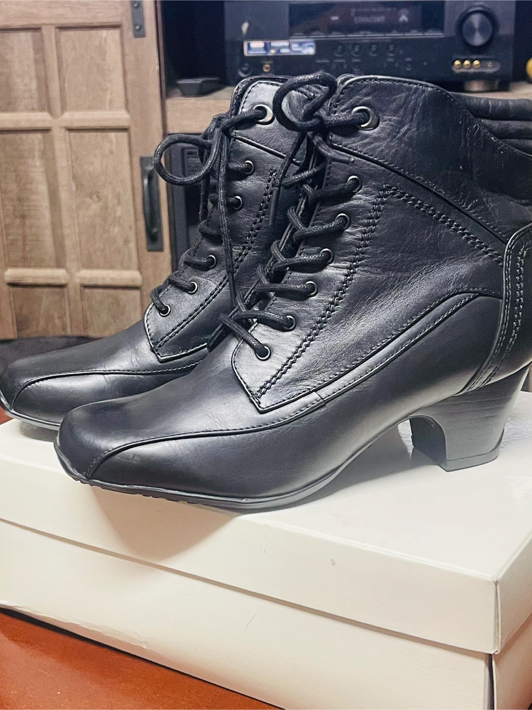 Black Leather Ankle Boots