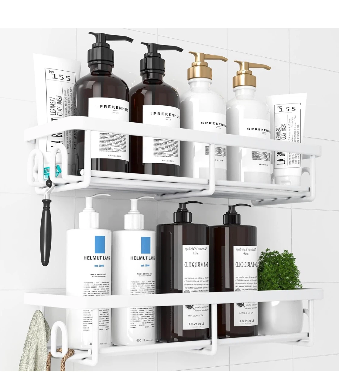 Two-Tier Wall-Mounted Bathroom Shower Shelves