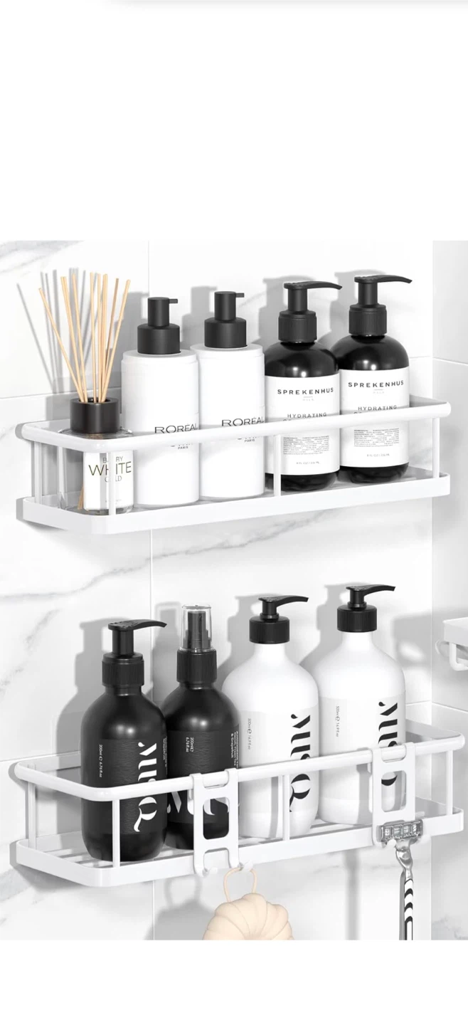 Two-Tier Wall-Mounted Bathroom Shower Shelves - photo 2